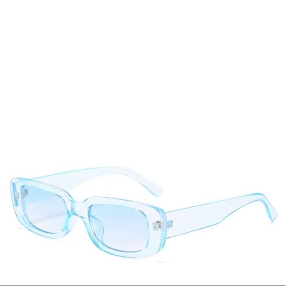 NWT Clear Blue Vintage Rectangle Sunglasses 90s - Picture 1 of 9